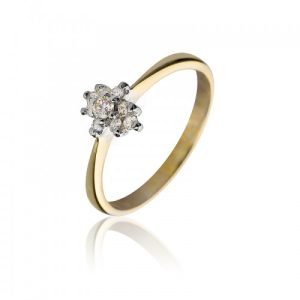 Pierścionek zaręczynowy z żółtego złota LA1 brylanty ok. 0,16 ct.