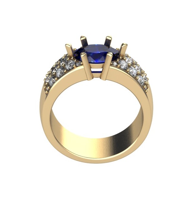 Złoty pierścionek markiza LA49 z szafirem 1.5 ct i brylantami około 1 ct - obrazek 3
