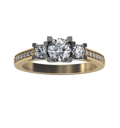 Pierścionek zaręczynowy z żółtego złota LA27 brylant 0.5ct - obrazek 2