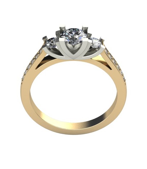 Pierścionek zaręczynowy z żółtego złota LA27 brylant 0.5ct - obrazek 3