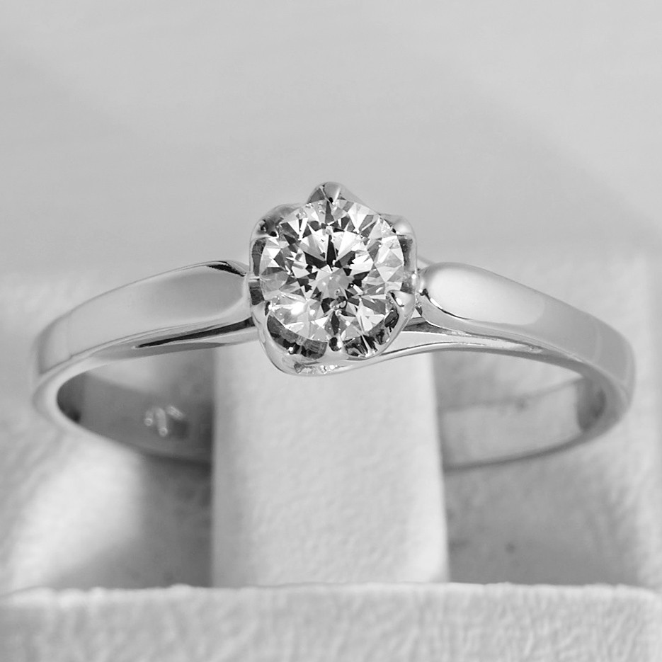 Pierścionek zaręczynowy z białego złota LA32 brylant 0.3ct - obrazek 2