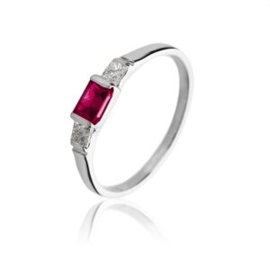 Pierścionek zaręczynowy z białego złota LA38 z rubinem 0.44 ct