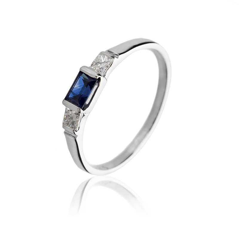 Pierścionek zaręczynowy z białego złota LA55 szafir 0.4 ct