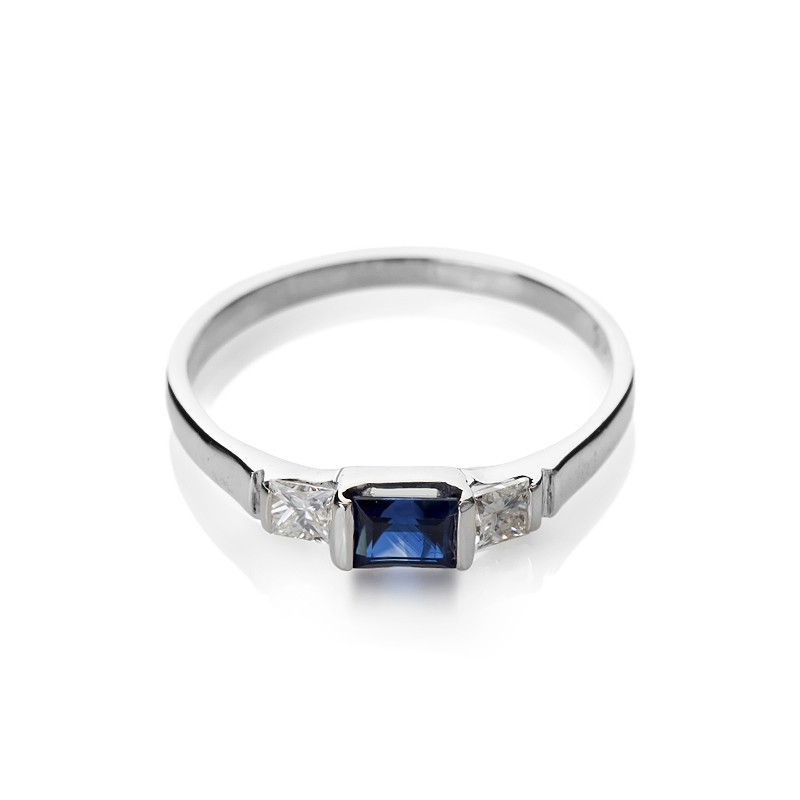Pierścionek zaręczynowy z białego złota LA55 szafir 0.4 ct - obrazek 2