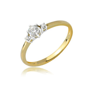 Pierścionek zaręczynowy w żółtym złocie LA98 brylant centralny 0.24ct