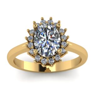 Pierścionek zaręczynowy LA55 z brylantem 6×8 mm LAB i brylantami 0.24ct