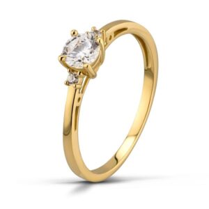 Pierścionek żółtego złota LA155 z diamentami